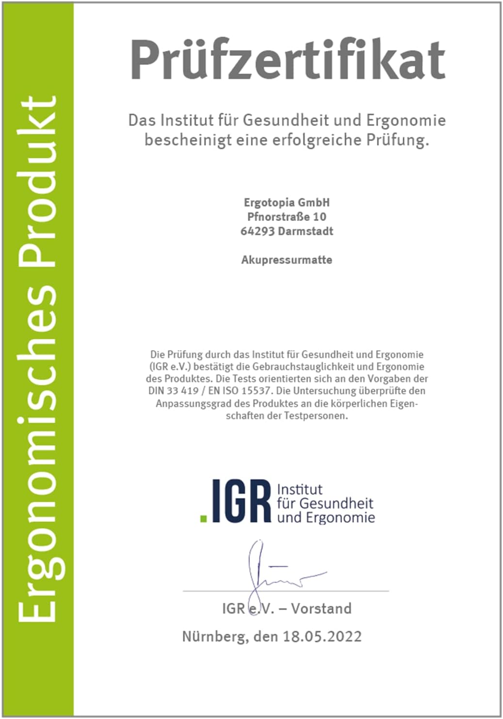 Ergotopia Akupressurmatte zur wohltuenden Entspannung/Massagematte für ruhige Momente und bessere Durchblutung/Inklusive Akupressurkissen