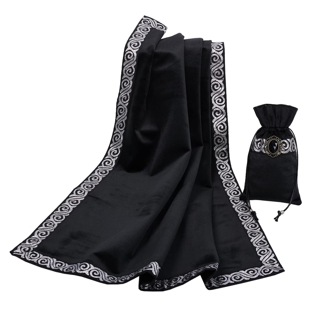 BLESSUME Tarot Tablecloth Altar Tarot Cloth One Size (Black 1)