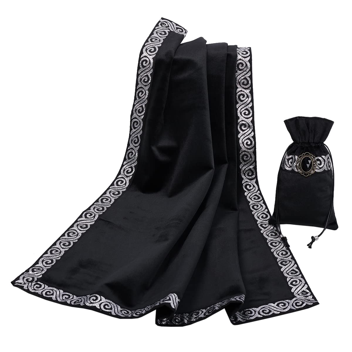 BLESSUME Tarot Tablecloth Altar Tarot Cloth One Size (Black 1)