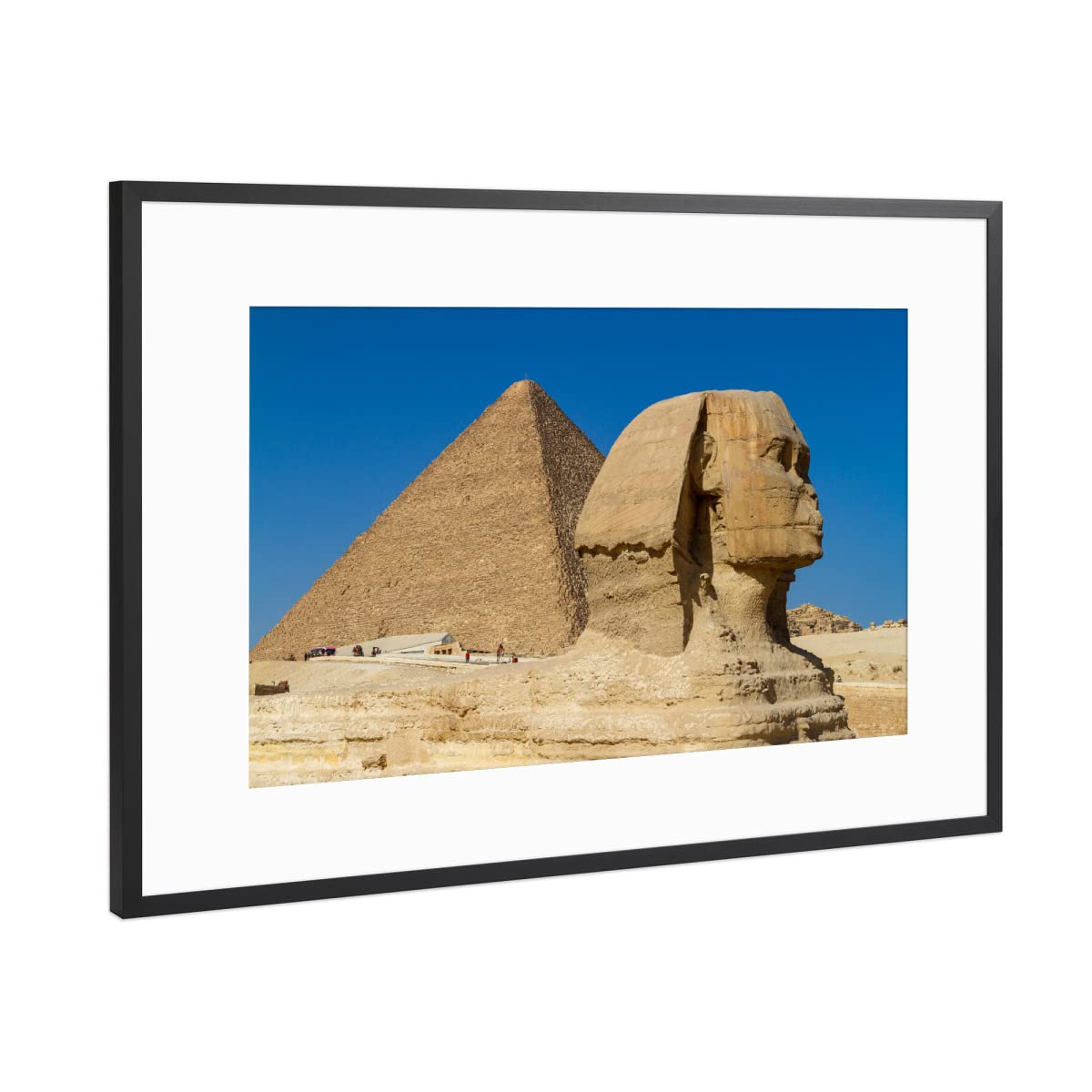 artboxONE Poster mit Rahmen Gold 30x20 cm Die große Sphinx von Gizeh von Die Welt Tanzt Farben - gerahmtes Poster