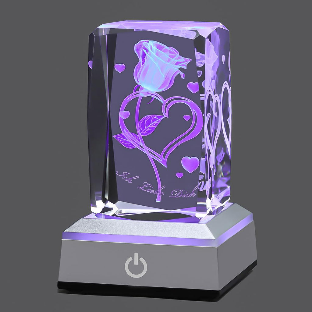 YANFEYHA 3D Rose Kristall Mehrfarben-Nachtlicht Ich liebe dich Decolamp,Muttertag Geschenk Ideen für Mutter Frau von Tochter Ehemann, Valentinstag Geburtstag Geschenk für Freundin Paar sie