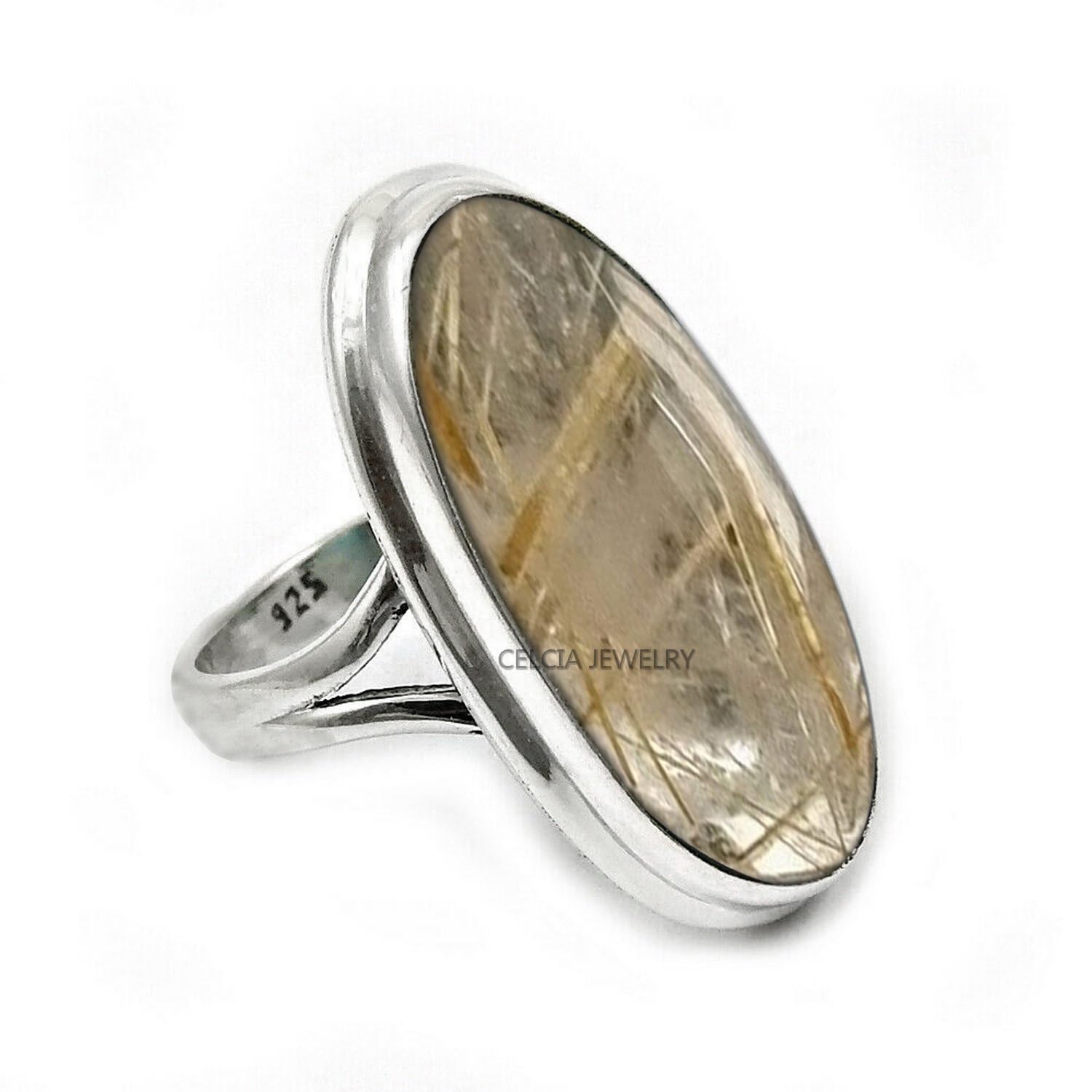 Large Oval Gemstone Handmade Jewellery, 925 Sterling Silver Tribal Ring, Engagement Gifts for Couples, Birthday Gifts for Men, Fathers Day Gifts, Promise Ring, Men's Gifts (Size 7.5, Charoite)