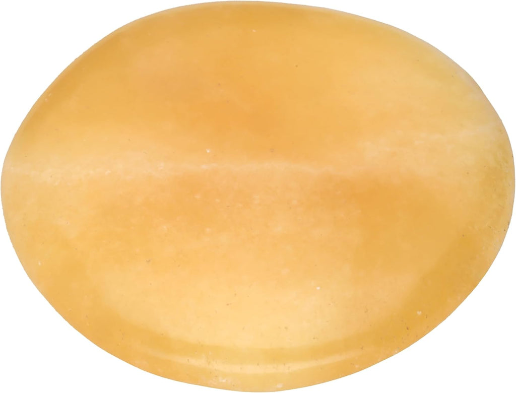 Orange Calcite Gemstone Disc Stone 3-5 cm + Gemstone Card | Worry Stone Pocket Stone Massage Stone | Lebensquelle Plus