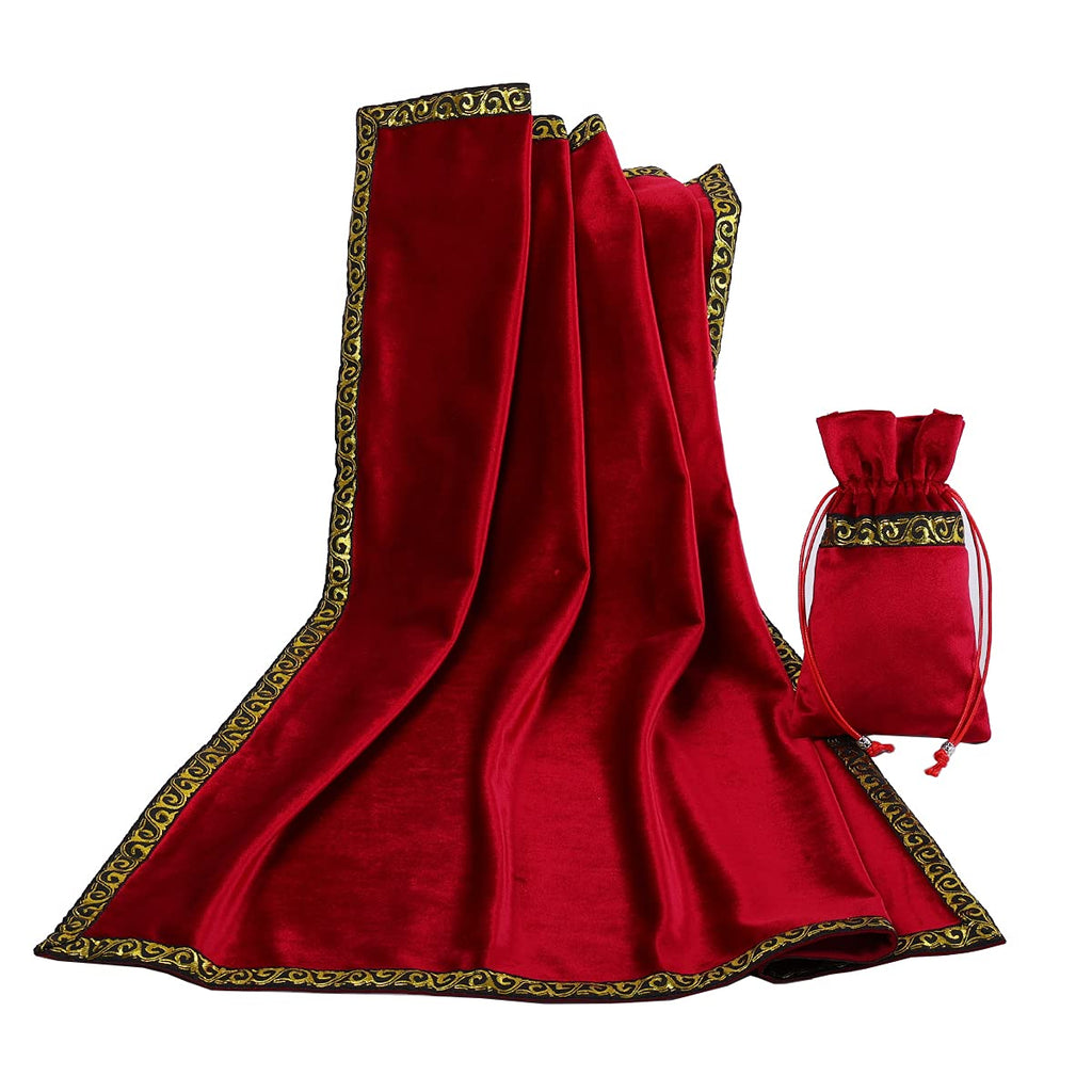BLESSUME Altar Tarot Tablecloth Divination Wicca Velvet Cloth with Tarot Bag (Yellow 1), One Size