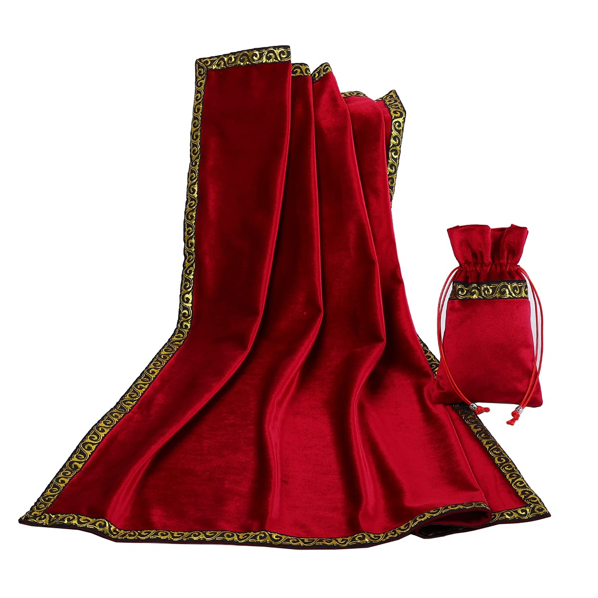 BLESSUME Altar Tarot Tablecloth Divination Wicca Velvet Cloth with Tarot Bag (Yellow 1), One Size