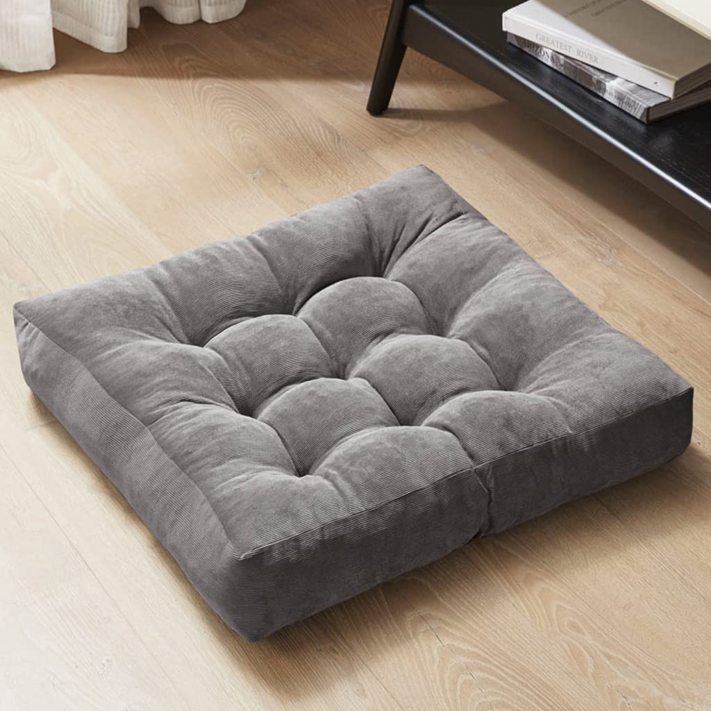 Degrees of Comfort Meditation Floor Pillow, Square Large Pillows Seating for Adults, Tufted Corduroy Thick Cushion for Living Room Tatami, Turquoise, 22x22 Inch