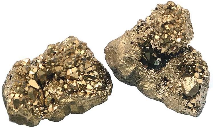 Namvo 2pcs Natural Pyrite Stone and Minerals Natural Crystal Quartz Stone for Fortune Telling Chakra Energy Healing Stones