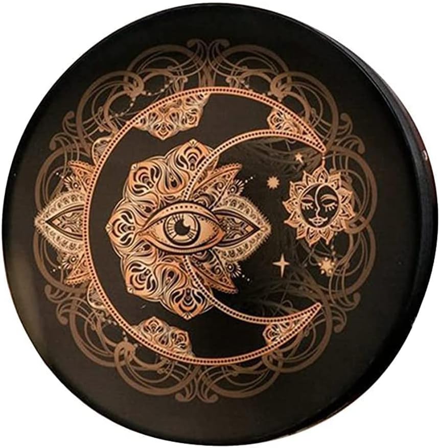 Alomejor Shaman Drum with Mallet, Handcrafted, Polyester and Wood, 9.8 Inch, for Meditation, Chakra Balancing, Sound Healing