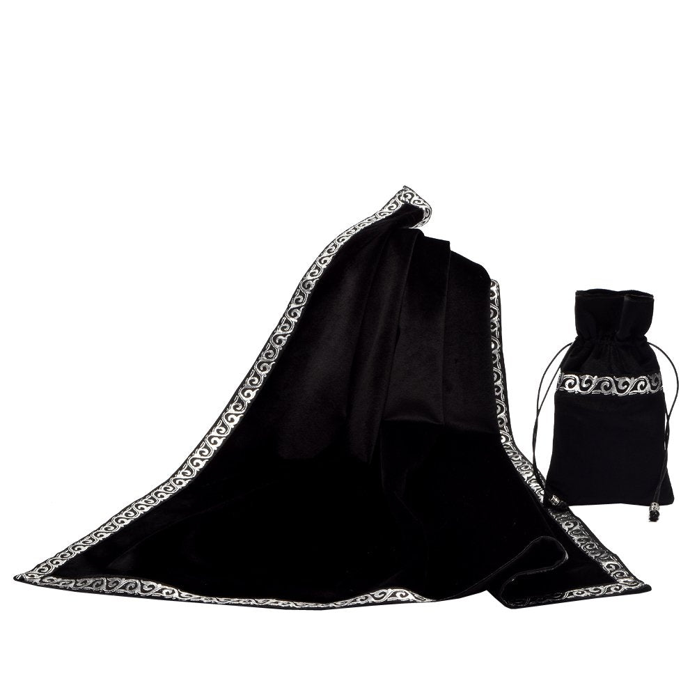 BLESSUME Altar Tarot Tablecloth Divination Wicca Velvet Cloth with Tarot Bag (Yellow 1), One Size