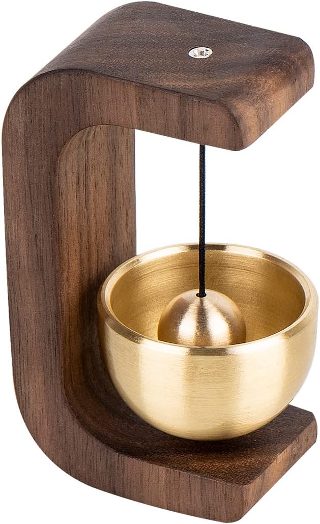 Goldene dekorative Shopkeepers Glocke für Türöffnung – magnetische Holz-Türklingel mit Messingglocke, ideal zum Aufhängen von Eingängen für Wand, Geschäft, Kleiderschrank