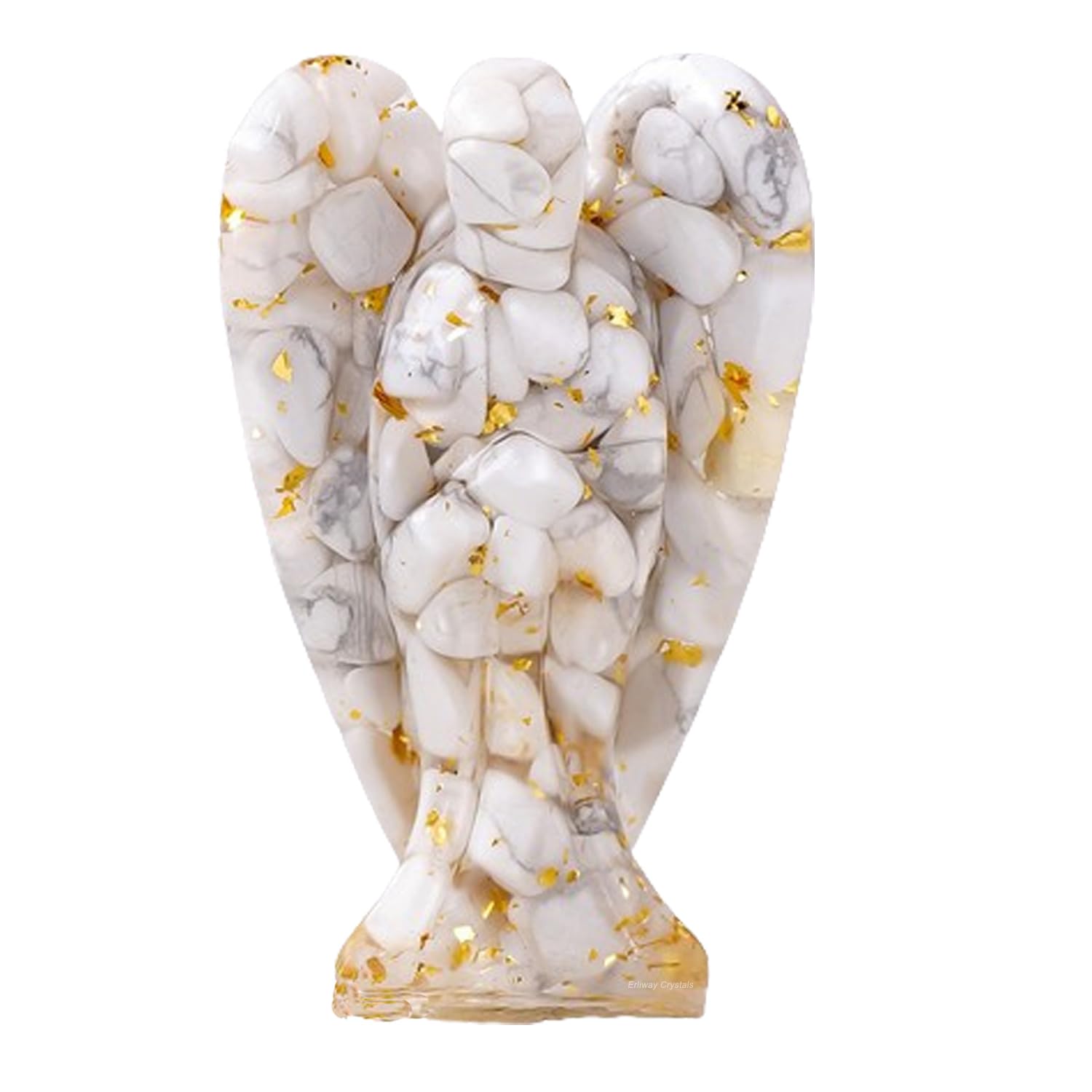 Erliway 7.8cm Large Deep Citrine Crystal Guardian Angel Figures, Natural Healing Crystal Chips Resin Angel Statue for Peace Meditation Easter Home Decor Gifts