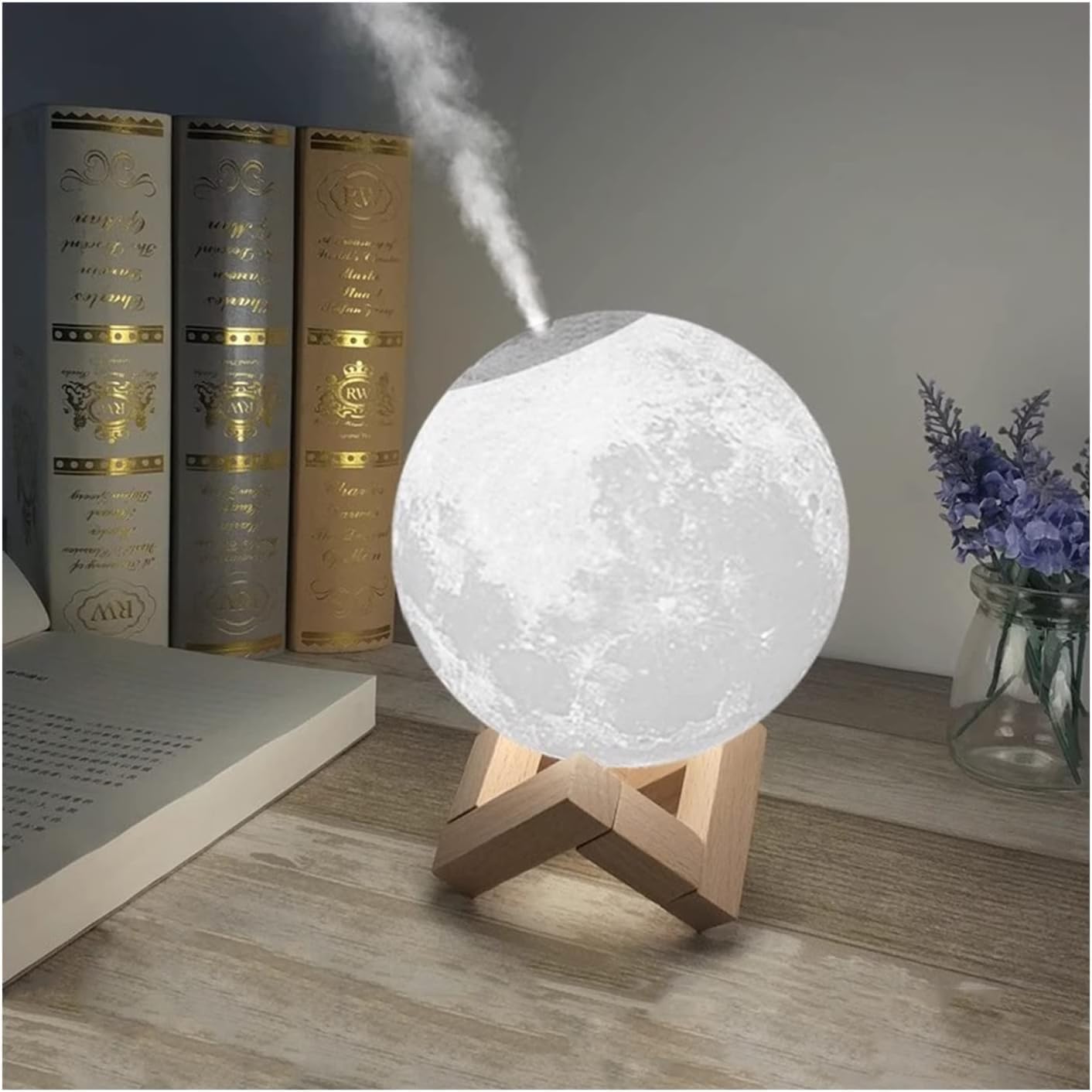 Diffusor für ätherische Öle, Mondlampe, 3 Leuchtmodi, Luftbefeuchter mit Ultraschall, USB, für Haus, Schlafzimmer, Büro
