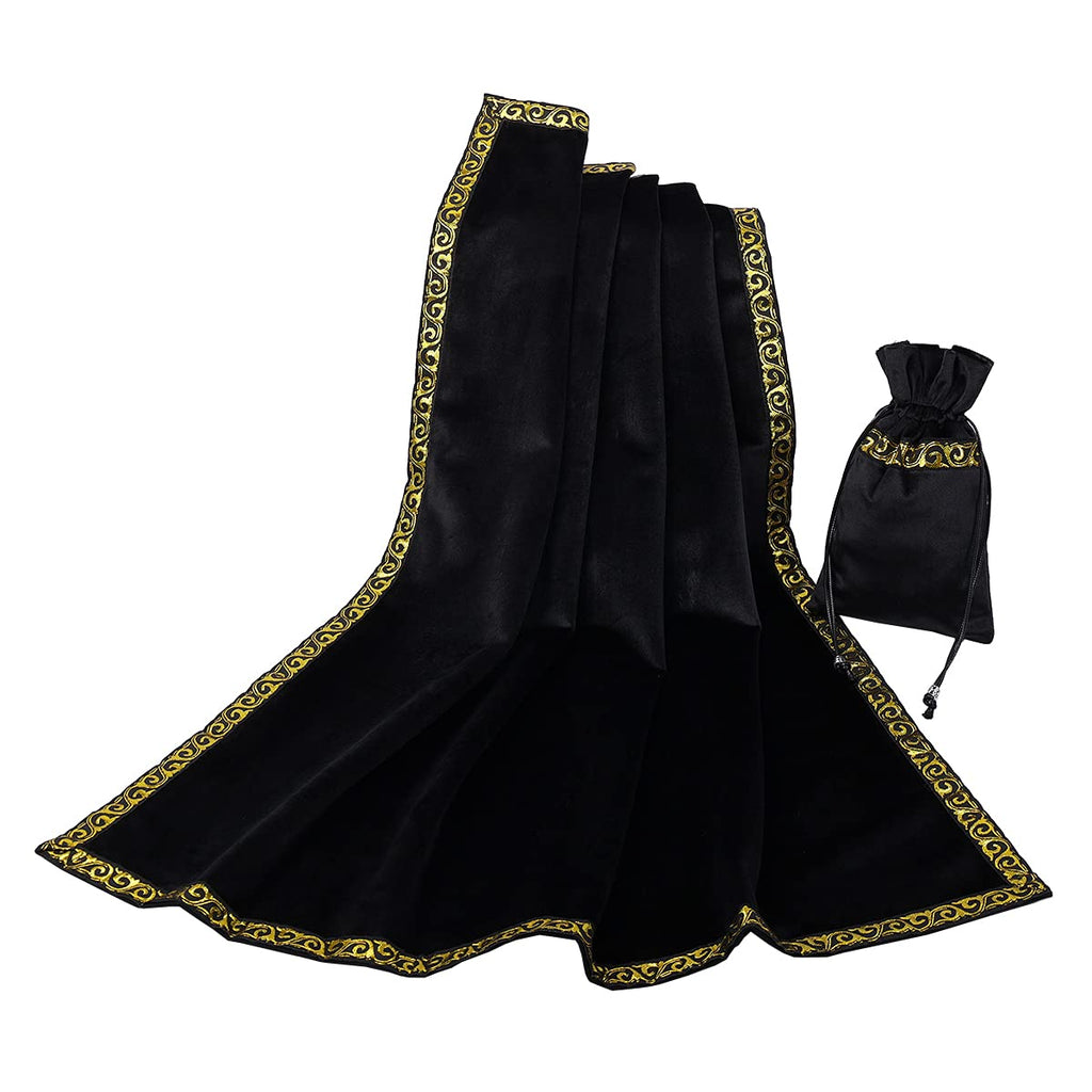 BLESSUME Altar Tarot Tablecloth Divination Wicca Velvet Cloth with Tarot Bag (Yellow 1), One Size
