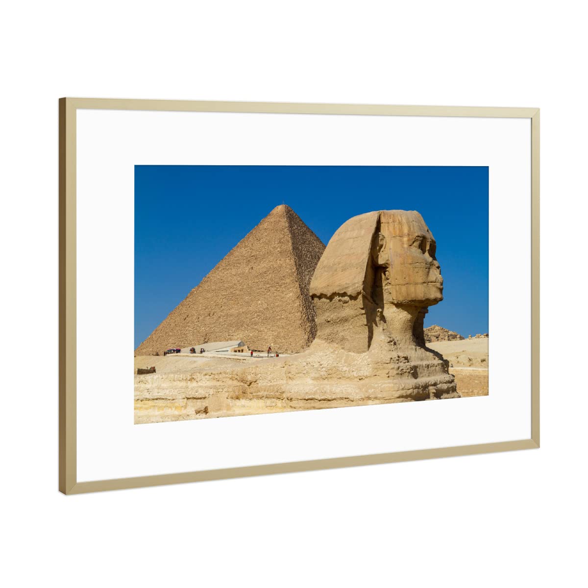 artboxONE Poster mit Rahmen Gold 30x20 cm Die große Sphinx von Gizeh von Die Welt Tanzt Farben - gerahmtes Poster