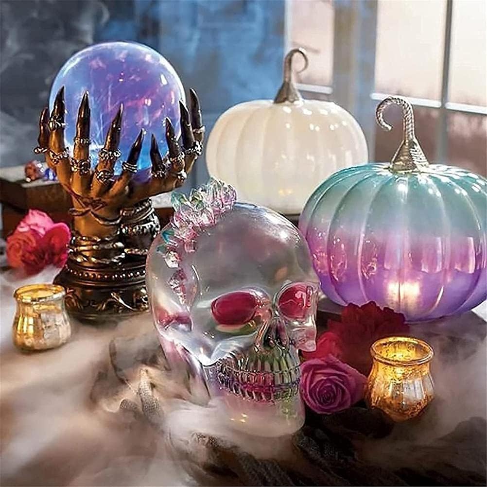 GDZTBS Halloween Kristallkugel Hexe Himmlische Kristallkugel Berührungsempfindliche Glas Blitzkugel Magische Kristallkugel Blinkende Kristallkugel für Halloween Dekoration