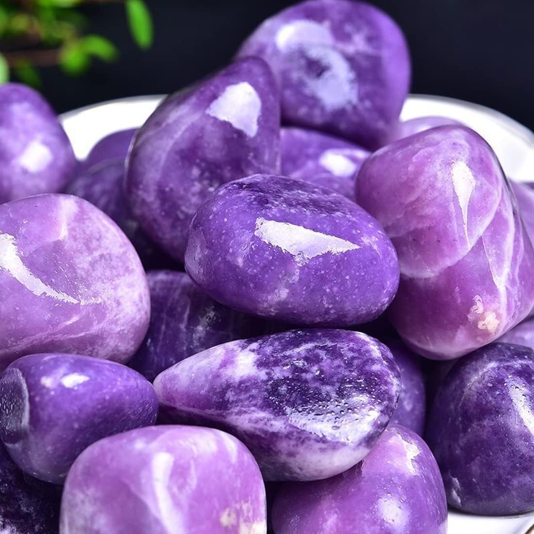 Lepidolite Healing Crystal Stones, 1.25-2.0 Inch Reiki Healing Stones, Natural Tumbled Polished Stones for Energy Witchcraft Therapy Meditation