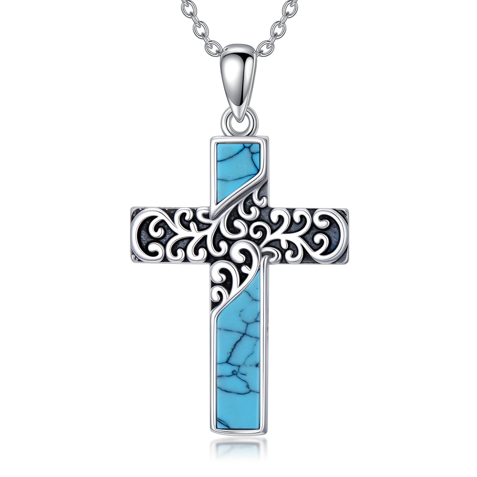 ROMANTICWORK Kreuz Kette 925 Sterling Silber Kreuz Halskette Kreuz Anhänger Christlicher Religiöser Gotischer Kreuz Schmuck Geschenke für Herren Männer Damen