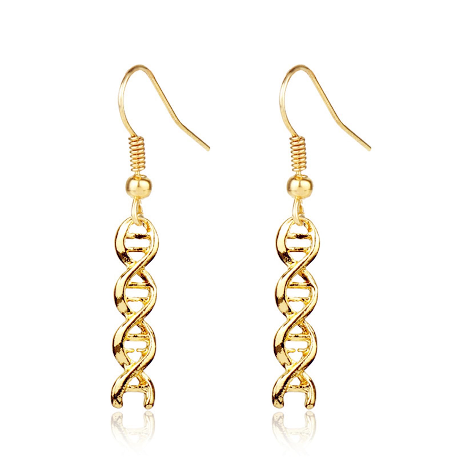 DNA Double Helix Chemistry Pendant Necklace Gold Silver Plated Unique Elegant 3D Spiral Science Biology Molecule Medical Lab Lightweight Chain Necklace for Women Science Lovers Jewelry Gifts