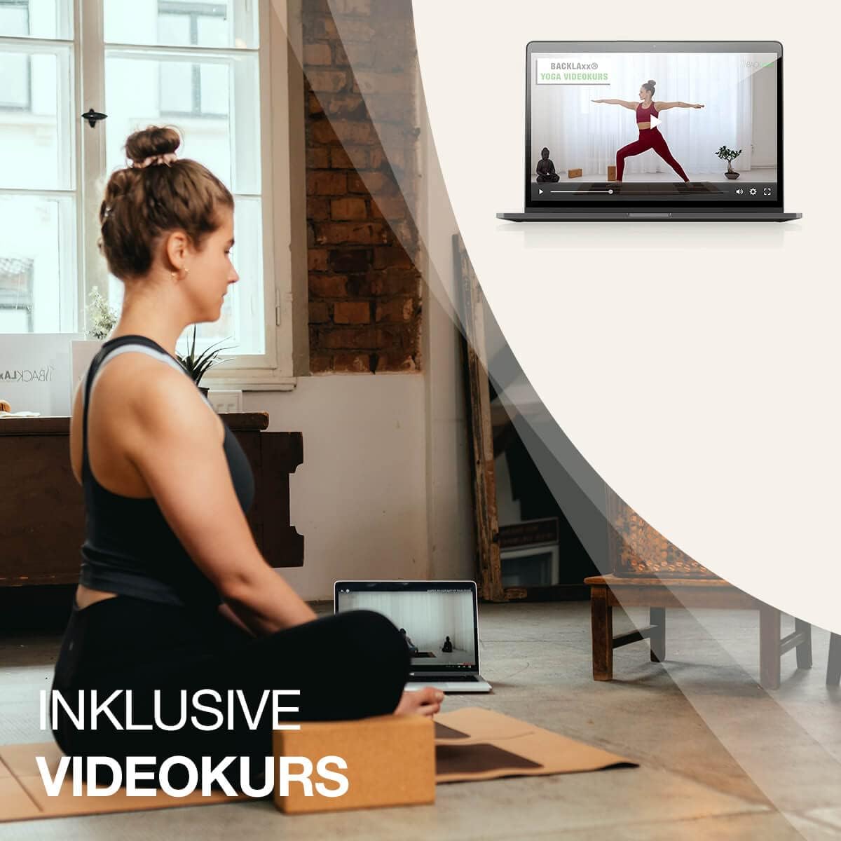 BACKLAXX® Yoga Block 2er Set aus Kork - 100% nachhaltiger Yogablock, perfektes Yoga Zubehör und Pilates Zubehör, 2 Yoga Blöcke als Yoga Set inkl. Anwendungsvideos, Yogablock 2er Set, Yogablöcke