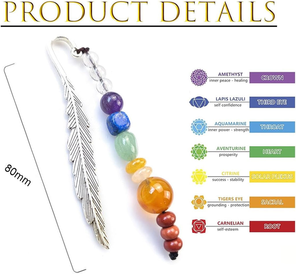 7 Chakra Lesezeichen Goldener Schnatz Bookmark Spirituelles Lesezeichen für Achtsamkeit & Energiebalance - Einzigartiges Geschenk für Bücherliebhaber (Silber)