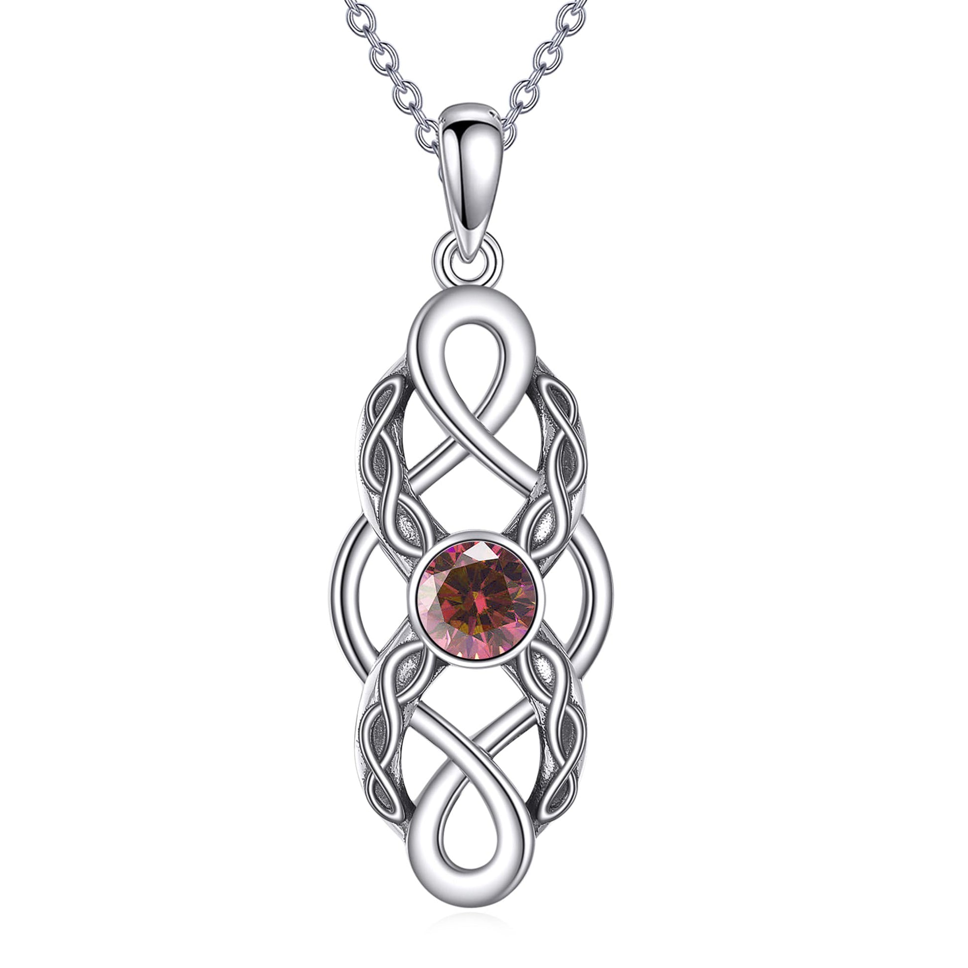 CUPENDA Keltischer Knoten Geburtsstein Halskette Sterling Silber Irische Keltische Anhänger Halskette Glücksschmuck für Frauen