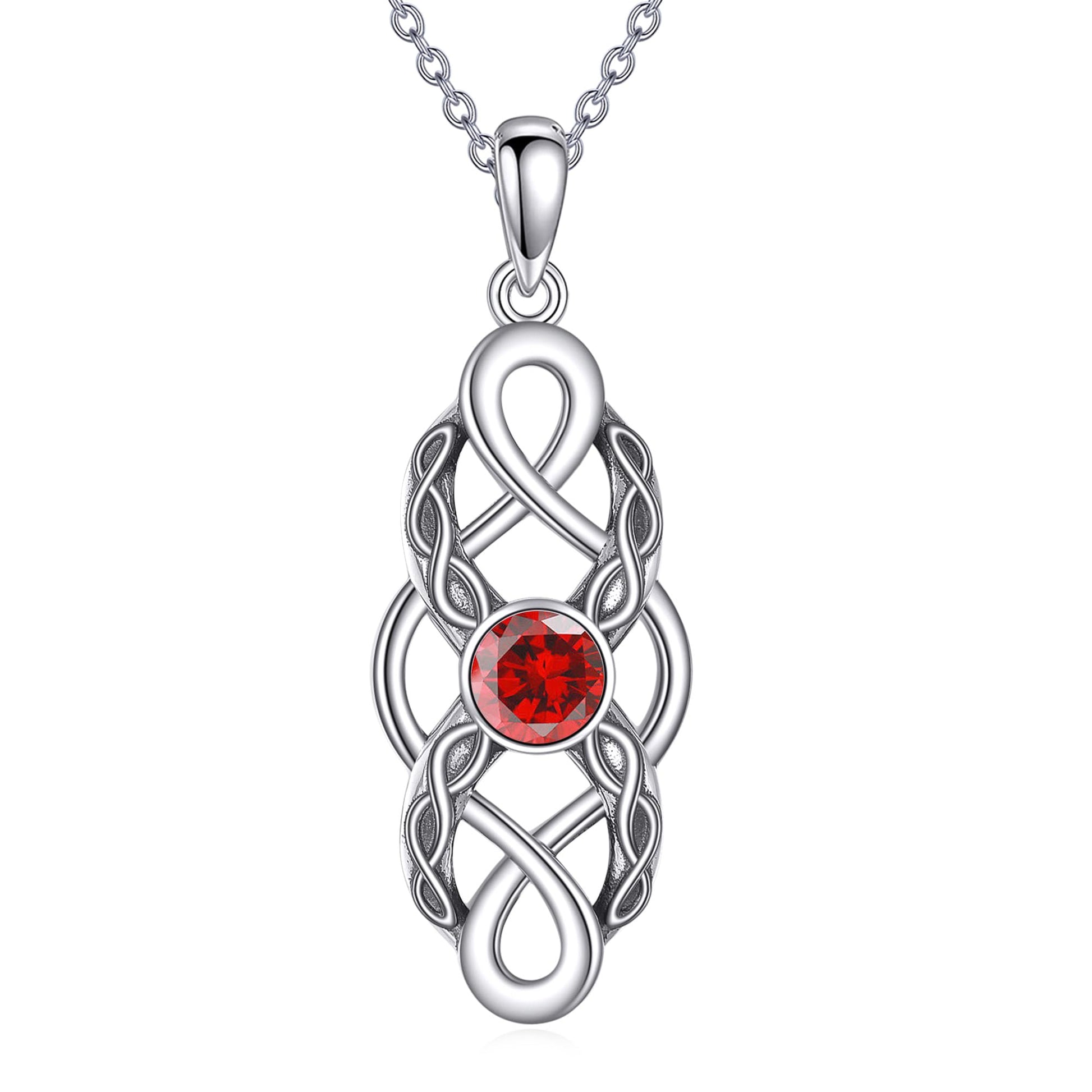 CUPENDA Keltischer Knoten Geburtsstein Halskette Sterling Silber Irische Keltische Anhänger Halskette Glücksschmuck für Frauen