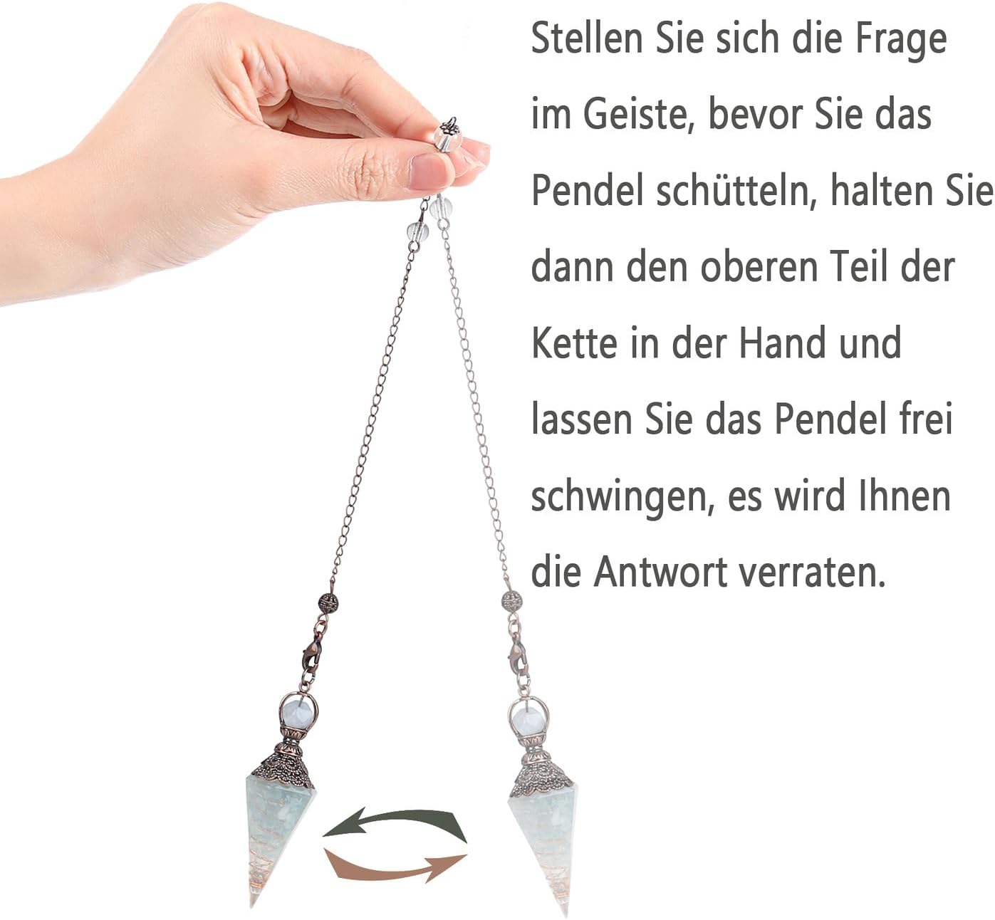 Harz Aquamarin Pendulum Edelstein Pendel Kristall, Heilsteine Natürliches Sechseckiges Edelstein Kristall Ornamente für Hexerei Zeremonie, Wahrsagen, Reiki Heilung und Esoterik Geschenke