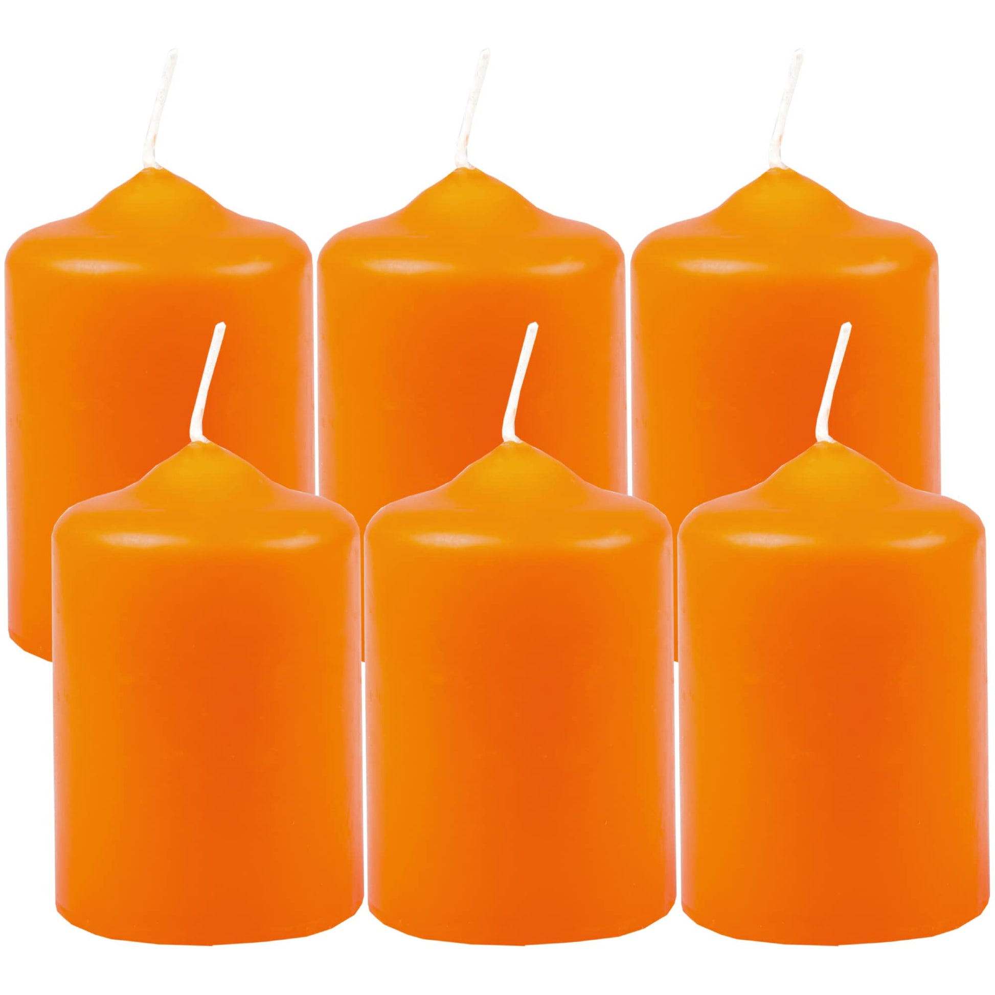 Wax Candles, Pillar Candles, Black, Tea Light Diameter 4 cm x height 6 cm (Pack of 6), Available in Many Colours - Made in the EU - Candles Block Candles - Wax