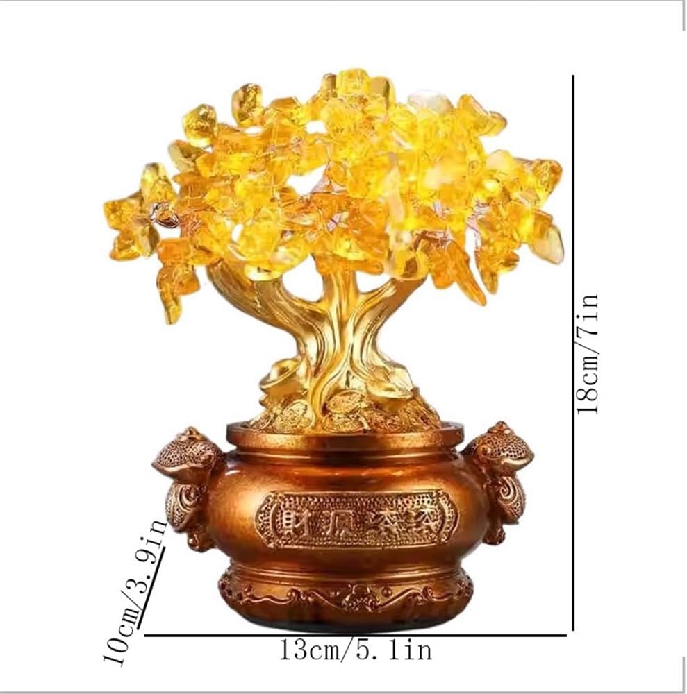 Deko Geldkristallbaum, Edelstein-Chakra-Baum, Büro-Schreibtisch-Dekor, spiritueller Kristallbaum-Ornament Feng Shui(Yellow)