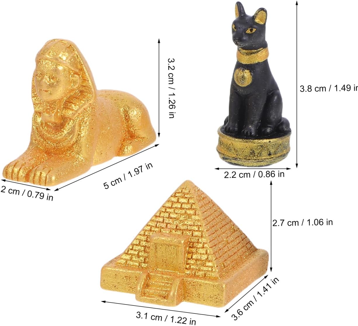 ÄGyptische Figuren Set Mit Mini Pyramide Sphinx Und Bastet Katze Aus Resin Alte ÄGypten Deko FüR Zuhause BüRo Und Party 3 Teiliges SammlerstüCk