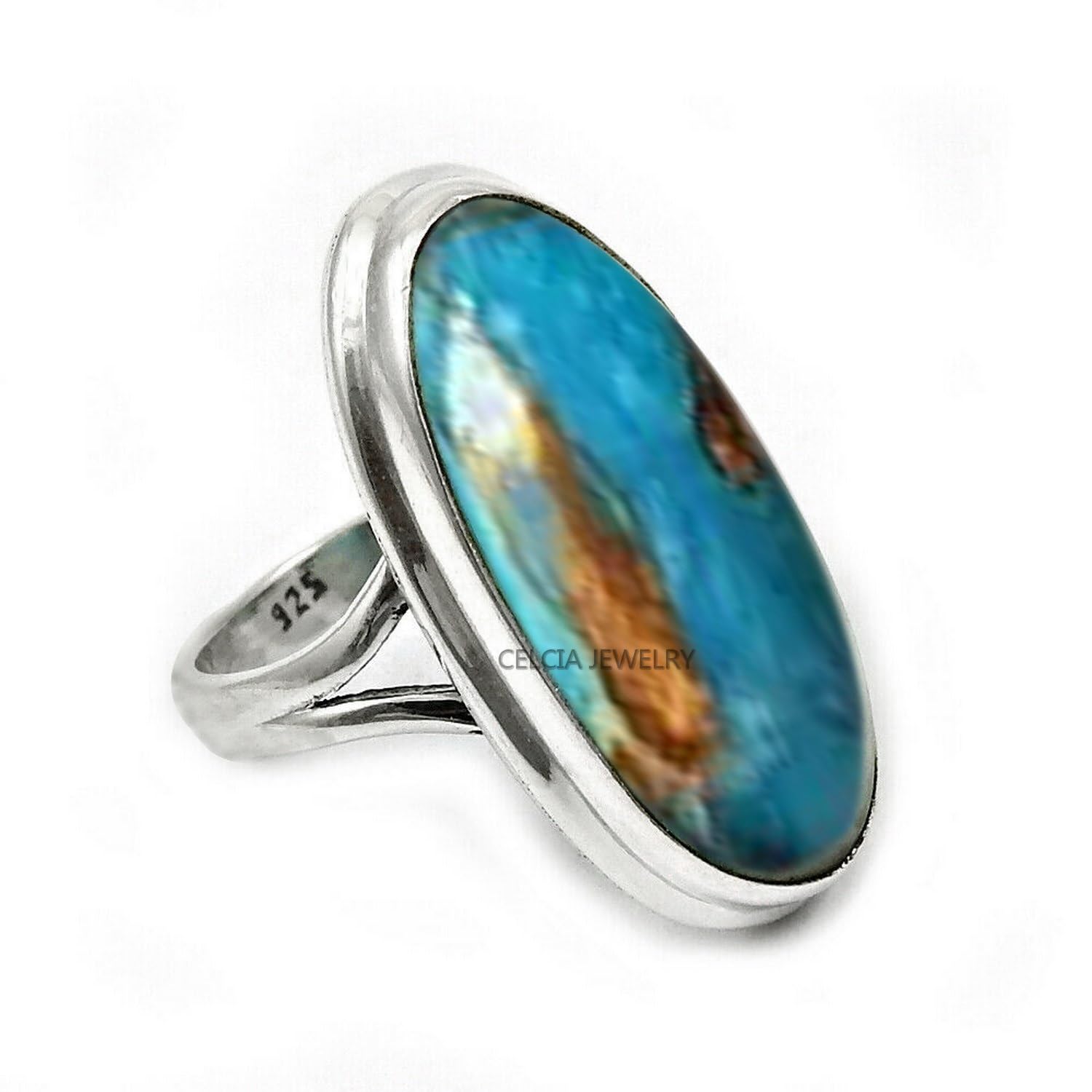 Large Oval Gemstone Handmade Jewellery, 925 Sterling Silver Tribal Ring, Engagement Gifts for Couples, Birthday Gifts for Men, Fathers Day Gifts, Promise Ring, Men's Gifts (Size 7.5, Charoite)