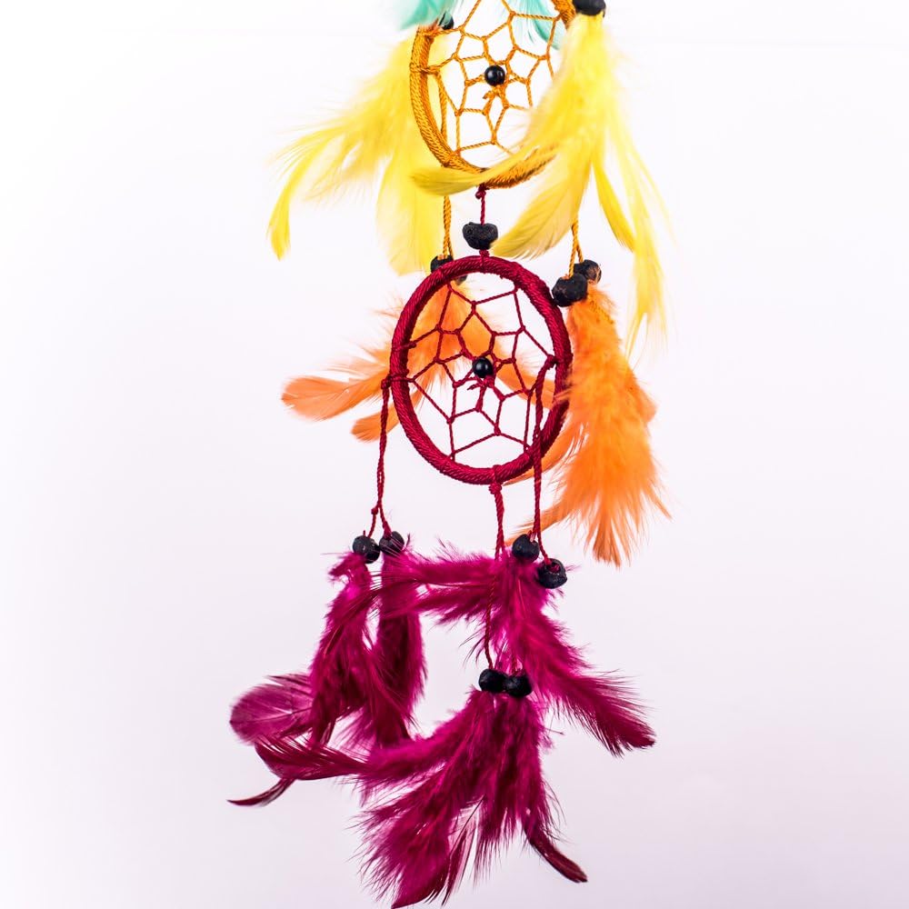 Pink Pineapple Dreamcatcher mit Federn und Perlen: Handgemachter Traumfänger Vielen Farben Erhältlich - Regenbogen - Traumfanger (6 x 50 cm)