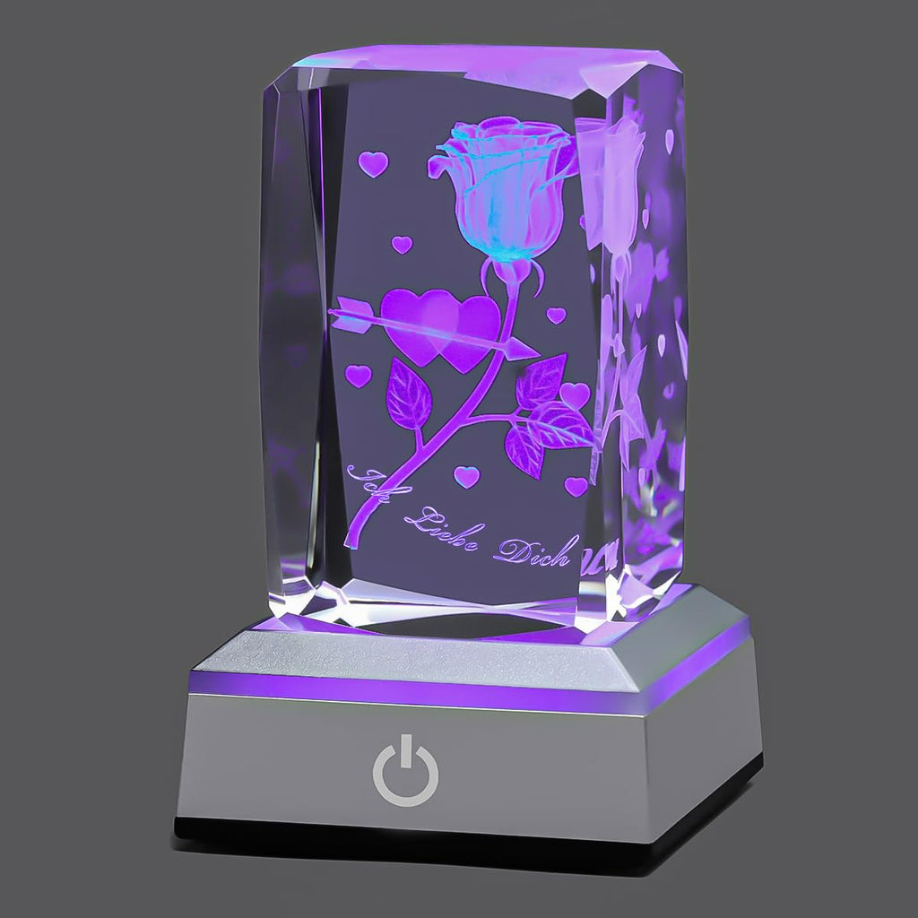 YANFEYHA 3D Rose Kristall Mehrfarben-Nachtlicht Ich liebe dich Decolamp,Muttertag Geschenk Ideen für Mutter Frau von Tochter Ehemann, Valentinstag Geburtstag Geschenk für Freundin Paar sie