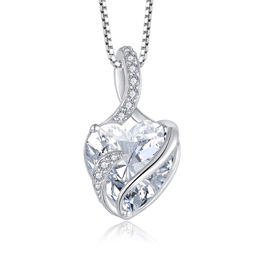 FJ Heart Birthstone Necklace Women's 925 Sterling Silver Infinity Necklace Jewellery Gifts for Women Mother Girlfriend Mum