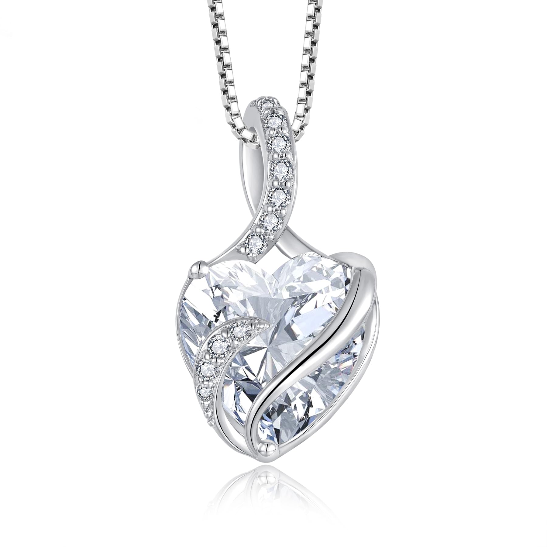 FJ Heart Birthstone Necklace Women's 925 Sterling Silver Infinity Necklace Jewellery Gifts for Women Mother Girlfriend Mum