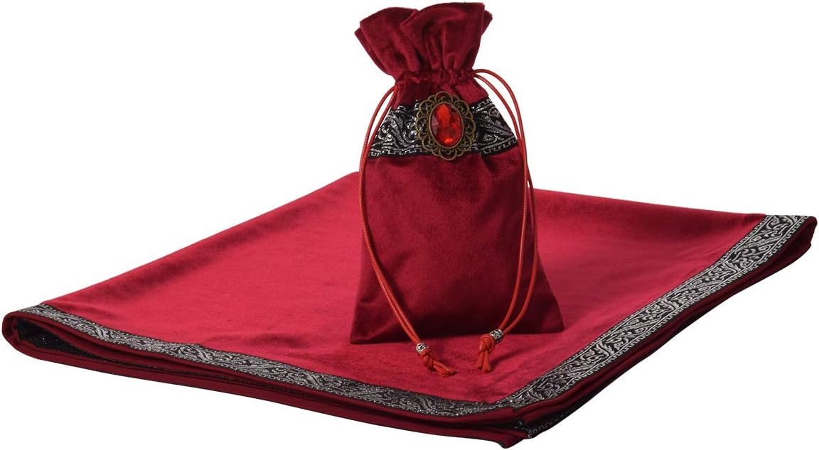 BLESSUME Tarot Tablecloth Altar Tarot Cloth One Size (Red)