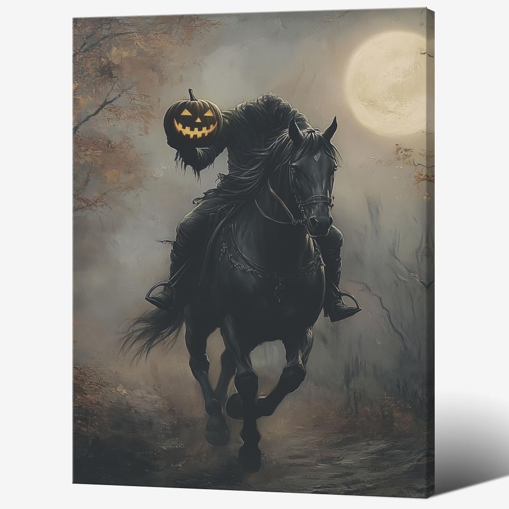 incstirup Vintage Moody Halloween Wall Art Raven-Crow Poster For Farmhouse Cottage Gothic Wall Decor-Dark Academia Art Canvas Print Picture For Room Bedroom Halloween Decor