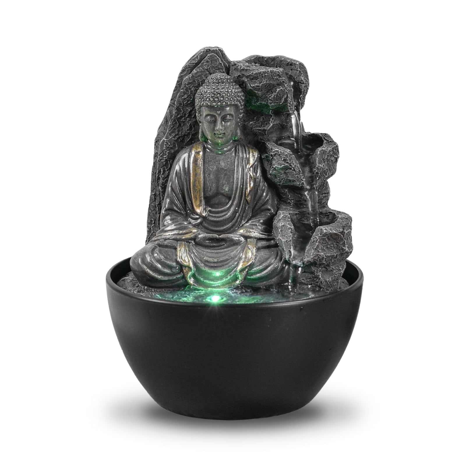 zen' Light Natural Boro Fontaine Resin Silver 13 x 13 x 17 cm