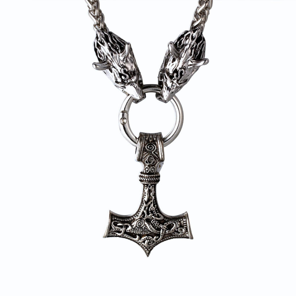 Halukakah Wikinger Thorshammer Halskette für Herren – Antiker Sterlingsilber-Ton Titanstahl – Optional mit Armband – Nordischer Mythologie – Geschenk für Männer
