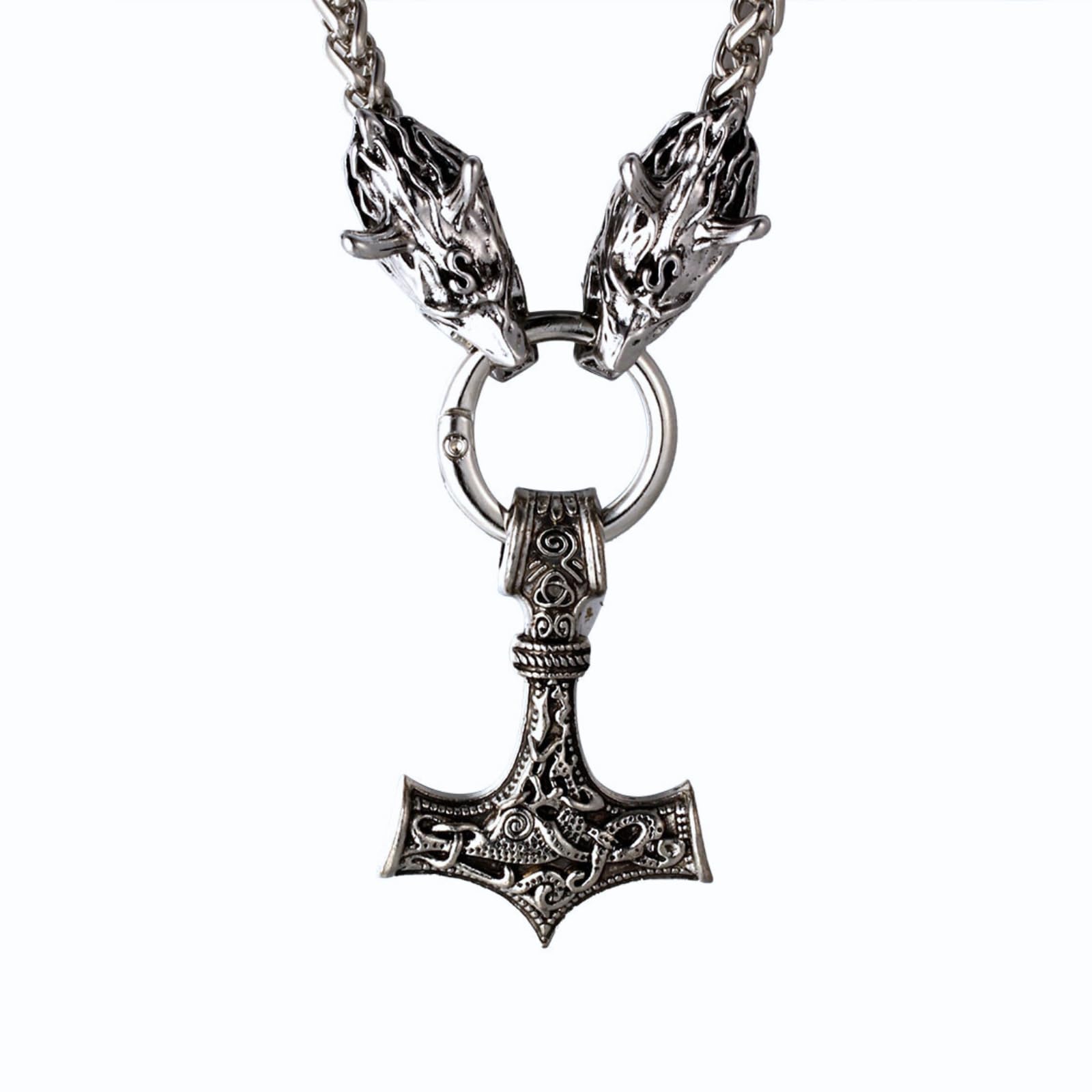 Halukakah Wikinger Thorshammer Halskette für Herren – Antiker Sterlingsilber-Ton Titanstahl – Optional mit Armband – Nordischer Mythologie – Geschenk für Männer