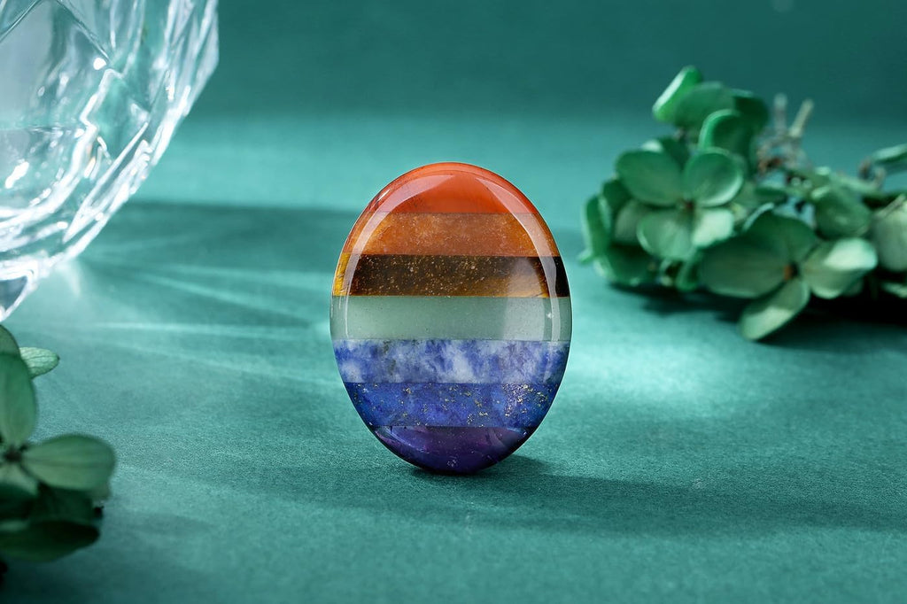 XIANNVXI Chakra Steine Kristalle Edelsteine Heilsteine Natürlich Kristall Sorgensteine Handschmeichler Daumen Poliert Oval Pocket Stein Angst Stress Relief Meditation