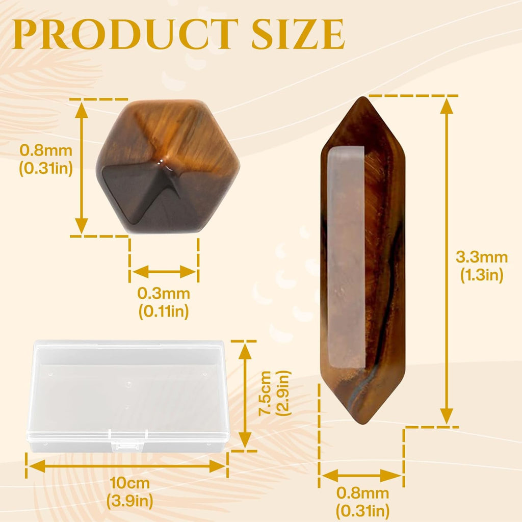 SaiXuan 20 Stück Edelstein Sechseckig, Natürliche Kristalle zur Chakren-Ausrichtung, Meditation & Energieheilung, Mit Amethyst, Obsidian, Tigerauge für Spirituelle Deko & DIY-Schmuck