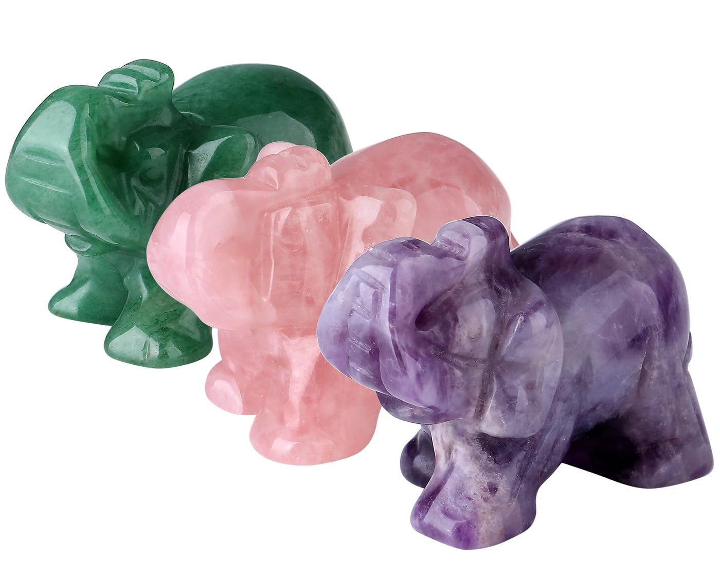 QINJIEJIE Amethyst Elephant Decor Statue Crystals Healing Stones Crystal | Pocket Figurines Cute Ivory Wedding Anniversary Sculpture Gemstones Home Office Desk Purple Decor Elephant Gifts for Women