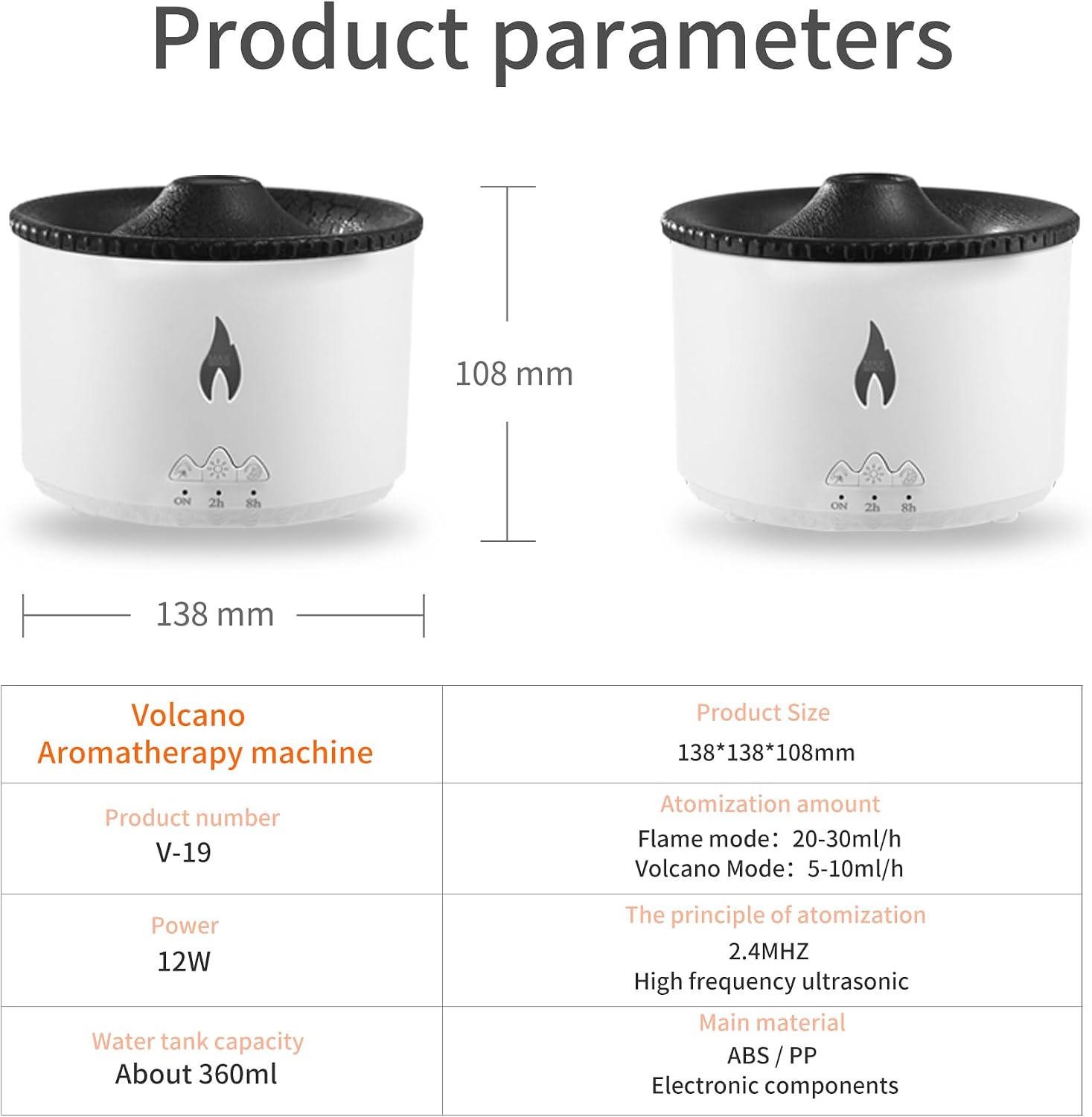 BOHOFAM Aroma Essential Oil Diffuser 360 ML,Volcano and Flame Diffuser/Humidifier,give1.76 oz Hotel Collection Essential Oils,Blue/red Light Selection,Diffusers for Home,Large Room(Black Cracks)