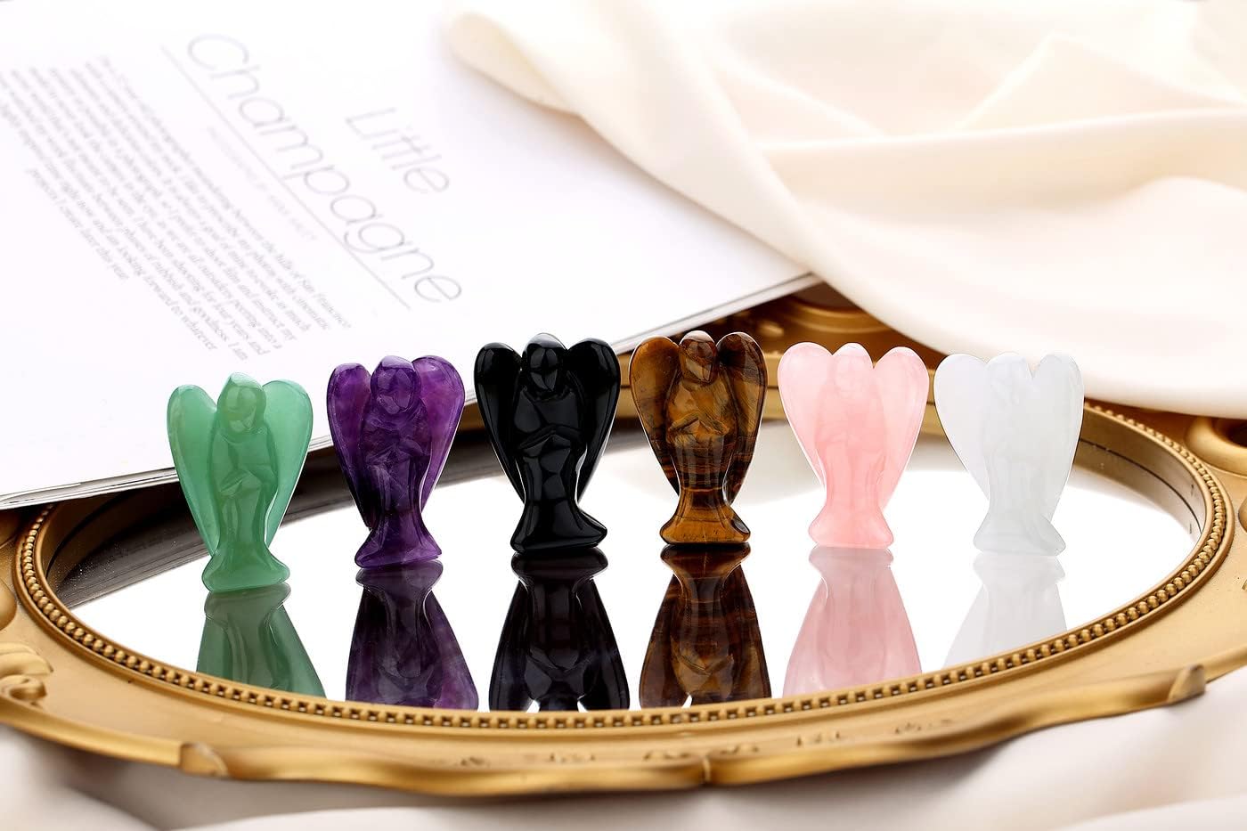 XIANNVXI Obsidian Schutzengel Kristalle Engel Figur Heilung Kristall Edelsteine Poliert Steine Statue Reiki Angel Figur Schutzengel Geschenk