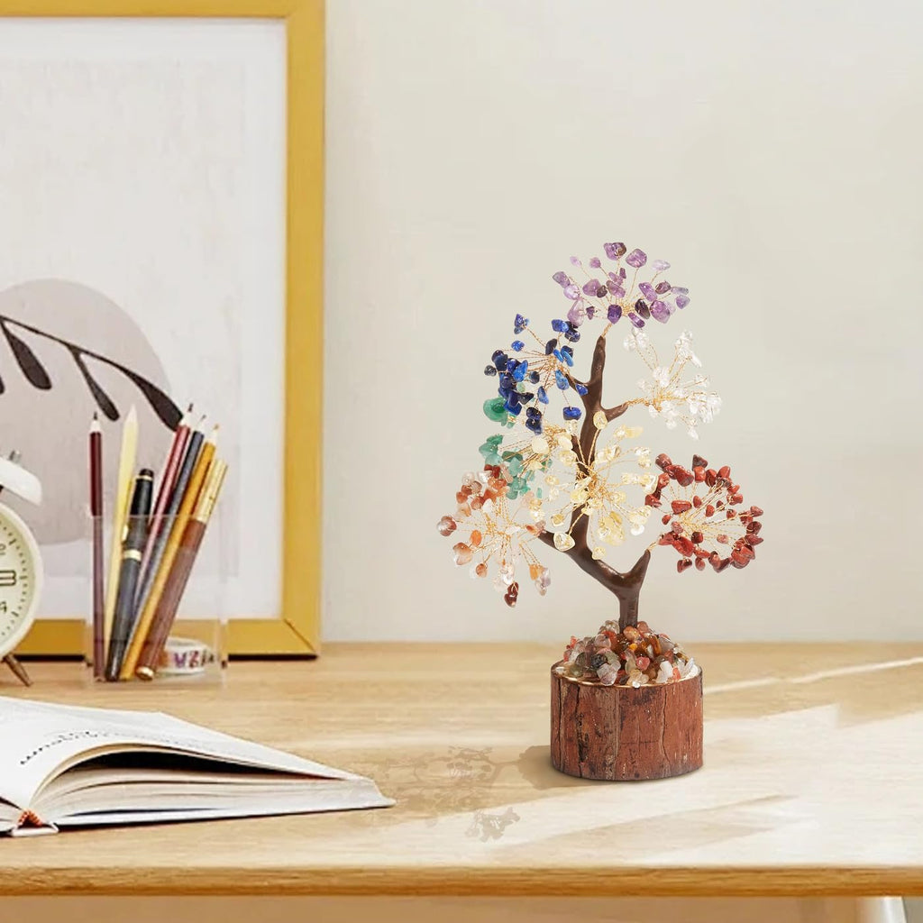 AWARDSEN Chakra Steine Kristallbaum, Lebensbaum, Edelsteinkristall Bonsai Baum, Geldbaum Schreibtisch Deko, Baum des Lebens, Spirituell Esoterik Feng Shui Deko, Spirituelle Geschenke für Frauen