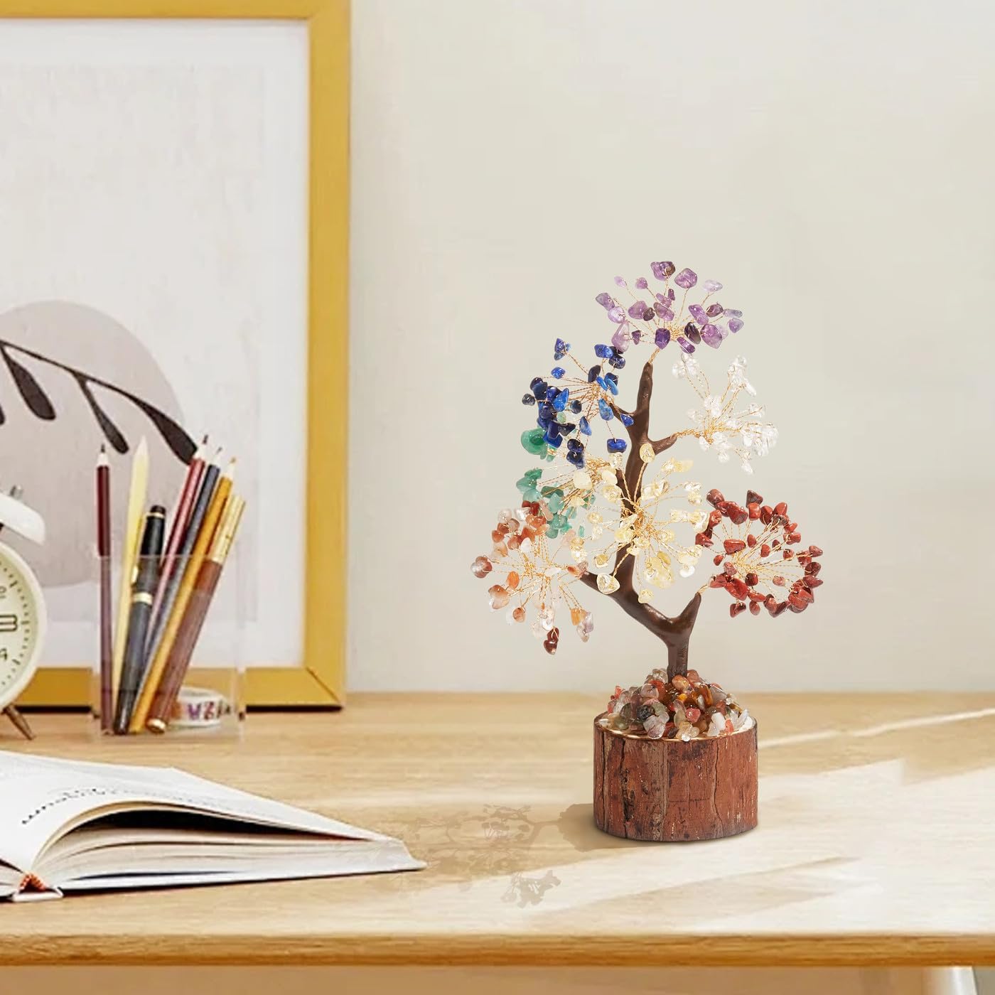 AWARDSEN Chakra Steine Kristallbaum, Lebensbaum, Edelsteinkristall Bonsai Baum, Geldbaum Schreibtisch Deko, Baum des Lebens, Spirituell Esoterik Feng Shui Deko, Spirituelle Geschenke für Frauen
