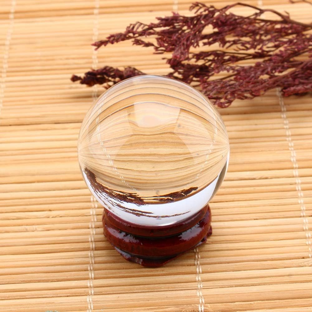 Outbit Klare Kristallkugel 40mm natürlicher Quarz klarer magischer Kristall Heilung Ball mit Stand Base für Yoga Zen Meditation Home Decor