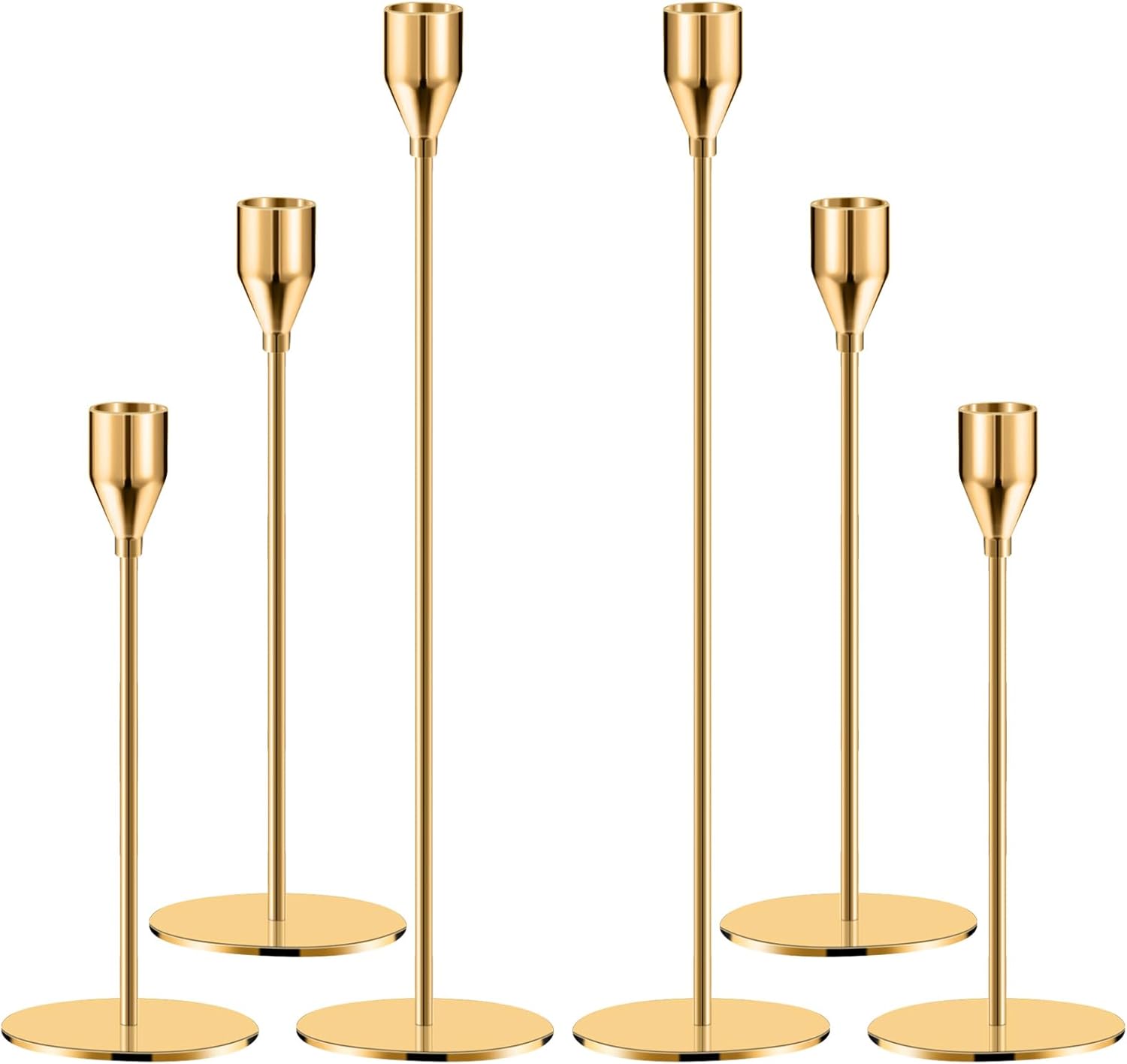 Candle Holder Gold Candle Holder Candle Holder Tall Cone Candle Holder for Home Decoration, Wedding, Dinner, Party, Anniversary, Fits 3/4" Thick Candles and LED Candles (Set of 6)