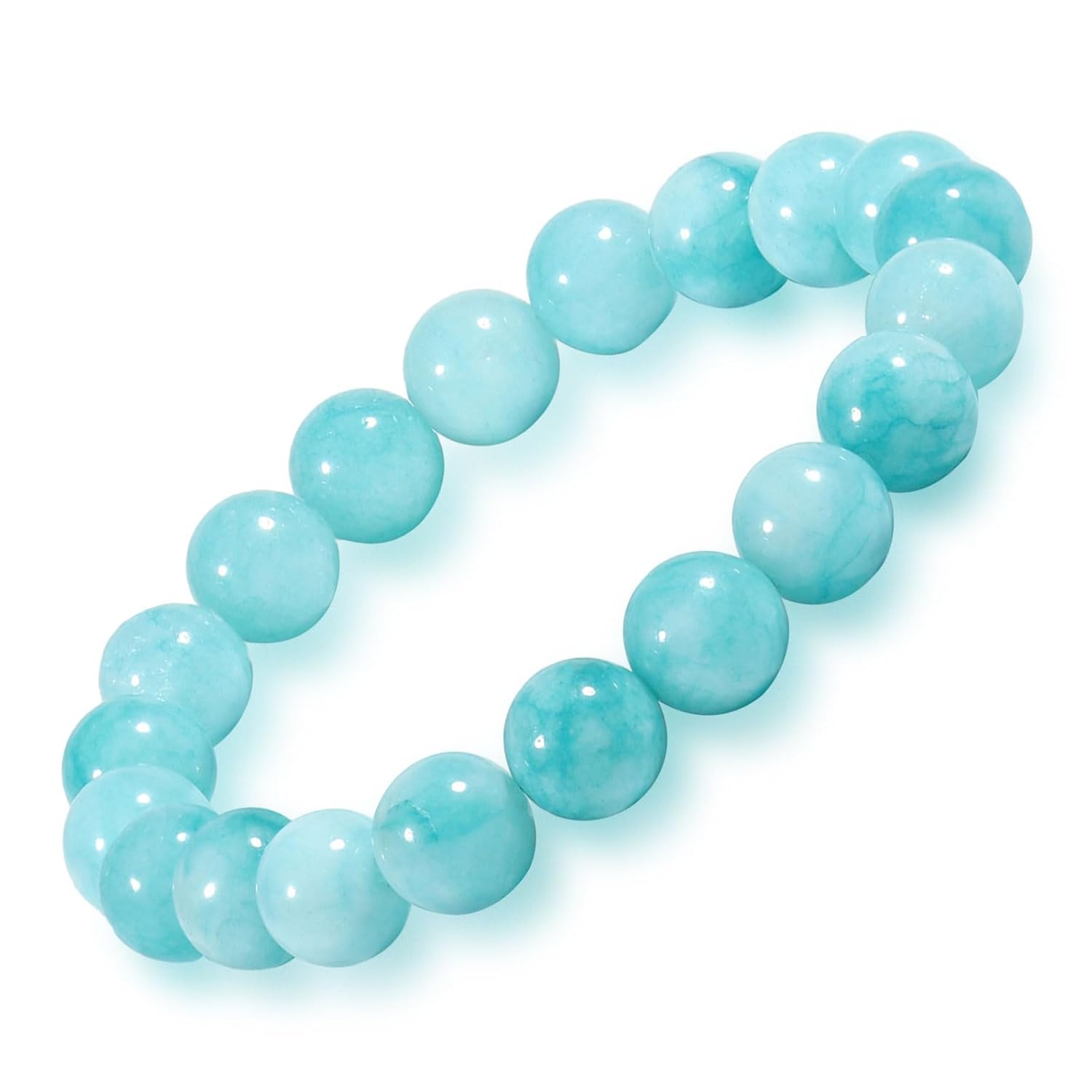 10 mm Aquamarine Bracelet Genuine Natural Stone Bracelet for Men and Women, Adjustable Blue Natural Gemstone Healing Stones Bead Bracelet Chakra Yoga Bracelet Brings Happiness, Wealth and Prosperity